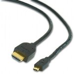 CC-HDMID-6, Кабель; HDMI 2.0; вилка micro HDMI,вилка HDMI; 1,8м; черный