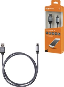 Фото 1/4 Дата-кабель, ДК 10, USB - micro USB, 1 м, тканевая оплетка, серый, TDM