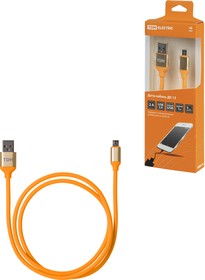 Фото 1/4 Дата-кабель, ДК 13, USB - micro USB, 1 м, силиконовая оплетка, оранжевый, TDM