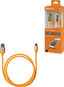 Фото 1/4 Дата-кабель, ДК 14, USB - USB Type-C, 1 м, силиконовая оплетка, оранжевый, TDM