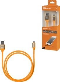 Фото 1/4 Дата-кабель, ДК 15, USB - Lightning, 1 м, силиконовая оплетка, оранжевый, TDM