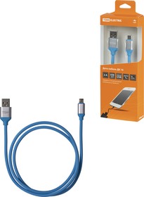 Фото 1/4 Дата-кабель, ДК 16, USB - micro USB, 1 м, силиконовая оплетка, голубой, TDM