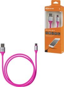 Фото 1/4 Дата-кабель, ДК 20, USB - USB Type-C, 1 м, силиконовая оплетка, розовый, TDM