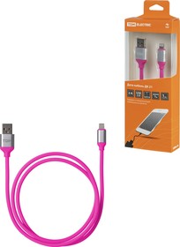 Фото 1/4 Дата-кабель, ДК 21, USB - Lightning, 1 м, силиконовая оплетка, розовый, TDM