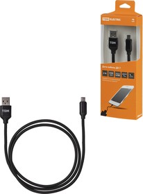Фото 1/4 Дата-кабель, ДК 7, USB - micro USB, 1 м, тканевая оплетка, черный, TDM
