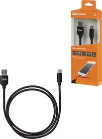 Фото 1/4 Дата-кабель, ДК 8, USB - USB Type-C, 1 м, тканевая оплетка, черный, TDM