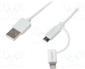 CU0118, Кабель вилка USB A,вилка micro USB B,вилка Apple Lightning