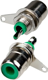 1-290 GR (RS-104), гнездо RCA металл на корпус зеленый
