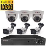 Комплект видеонаблюдения для дома с 6 IP камерами FullHD (внутренние и внешние)