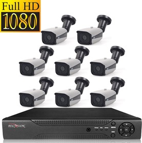 Комплект видеонаблюдения с 8 уличными IP камерами FullHD