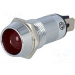 R9-86L-01-12-RED, Индикат.лампа: LED, вогнутый, 12ВDC, Отв: d14,2мм, IP40, латунь