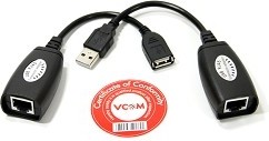 Фото 1/10 VCOM CU824 Адаптер-удлинитель USB-AMAF/RJ45, по витой паре до 45m [4895182215528]