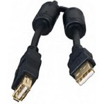 5bites UC5011-030A Проф. Кабель USB2.0, AM/AF, зол.разъемы, ферр.кольца, 3м., черный