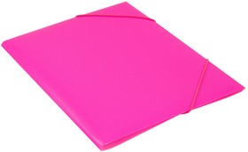 Фото 1/3 Папка на резинке Бюрократ Double Neon DNE510PINK A4 пластик кор.30мм 0.5мм розовый