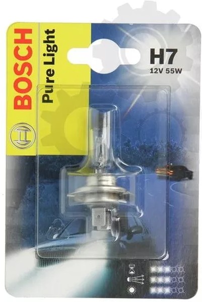 Лампа галоген H7 12В 55 Вт "BOSCH" Pure Light