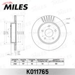 K011765, Диск тормозной Nissan X-Trail (T32) 14-; Renault Koleos II 16- задний Miles