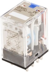 MY2IN1-D2 DC24 (S), Реле электромагнитное DPDT с СИД и кнопкой
