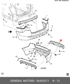 96433211, Защита зад. бампера
