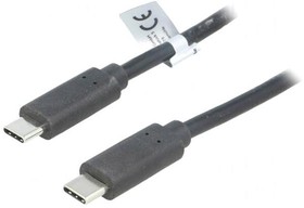 Фото 1/2 CU0129, Кабель, USB 3.1, вилка USB C, с обеих сторон, 1м, черный, 10Гбит/с