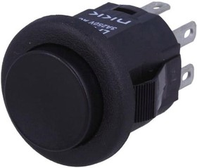 Фото 1/2 LP0125CMKW01A, Pushbutton Switches DPDT ON-(ON) 3A BLK SNAP-IN MOUNT