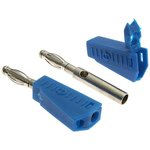 Z040 4mm Stackable Plug BLUE, Штекер Z040 4 мм составной штекер, синий, под пайку