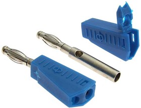 Фото 1/2 Z040 4mm Stackable Plug BLUE, Штекер Z040 4 мм составной штекер, синий, под пайку