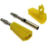 Z040 4mm Stackable Plug YELLOW, Штекер Z040 4 мм составной штекер, желтый, под пайку