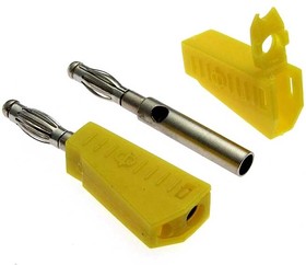 Фото 1/2 Z040 4mm Stackable Plug YELLOW, Штекер Z040 4 мм составной штекер, желтый, под пайку