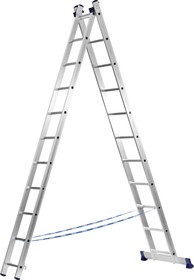 Фото 1/3 38823-07, СИБИН 7 ступеней, со стабилизатором, алюминиевая, двухсекционная лестница (38823-07)