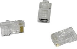 Фото 1/7 Exegate EX158091RUS Коннектор RJ-45 Кат.5 (V) (8P8C) Exegate под одножильный кабель, золотое напыление (1шт)