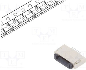 DS1020-12-6VBT1A-R, Разъем: FFC (FPC); горизонтальный; PIN: 6; ZIF; SMT; луженые; 30мОм