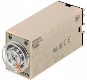 Фото 1/3 H3YN-4 AC100-120, H3YN Series DIN Rail, Panel Mount Timer Relay, 100 → 120V ac, 4-Contact, 0.1 s → 10min