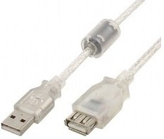 Фото 1/3 Cablexpert Кабель удлинитель USB2.0 Pro, AM/AF, 1,8м, экран, 2 феррит.кольца, прозрачный (CCF-USB2-AMAF-TR-6)