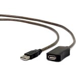 UAE-01-10M, Репитер; USB 2.0; гнездо USB A,вилка USB A; 10м; черный