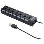 Концентратор USB 2.0 Gembird UHB-U2P7-02, 7 портов, питание, блистер