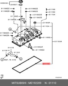 Фото 1/3 ME192209, Прокладка клапанной крышки MITSUBISHI L200, PAJERO/MONTERO