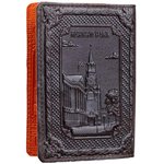 Обложка на паспорт с 3D тисн.Кремль, кожа, черный+светло-коричн., Op0100203