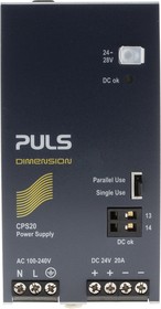 Фото 1/4 CPS20.241, DIMENSION C-Line DIN Rail Power Supply, 100 → 240V ac ac Input, 24V dc dc Output, 20A Output, 480W