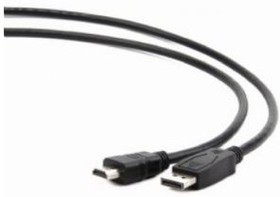 Фото 1/2 Cablexpert Кабель DisplayPort- HDMI, 5м, 20M/19M, черный, экран, пакет (CC-DP-HDMI-5M)
