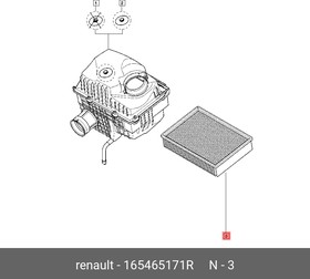 165465171R, Фильтр воздушный RENAULT: MASTER III 2.3dCi 10- \ OPEL: MOVANO II 2.3dCi 10-