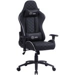 Кресло игровое Cactus CS-CHR-030BLS, на колесиках, эко.кожа, черный/серебристый