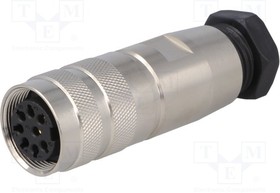 PXMBNI16FBF08ASC, 8 contacts Panel Mount M16 Socket Solder IP67