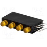 H30D-4AD, LED; in housing; amber; 3mm; No.of diodes: 4; 20mA; 80°; 1.6?2.6V