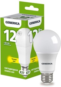 Лампа светодиодная A60 груша 12Вт 230В 3000К E27 | LL-A60-12-230-30-E27-G | GENERICA