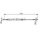 1987477321, Трос стояночного тормоза VW Passat B3 (88-93) L=1750мм диск BOSCH