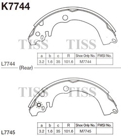 k7744, Колодки тормозные барабанные Subaru