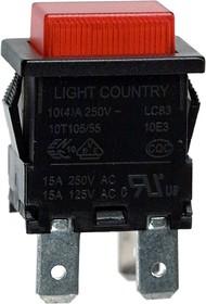 LC-8304BROT2-G, кнопка красн.без фикс. с подсв. 250В 10A (аналог EP-11)