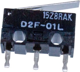 Фото 1/4 D2F-01L, Микропереключатель с лапкой 0,1А/30VDC