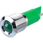 Q16P1CXXG12E, LED Indicator, Solder Lug / Faston 2.8 x 0.8 mm, Fixed, Green, DC, 12V