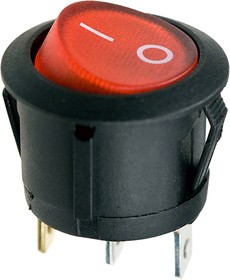 RL3-5LBRBT2-H-G, переключатель клавишный ON-OFF 250B 6A черный с красной подсветкой